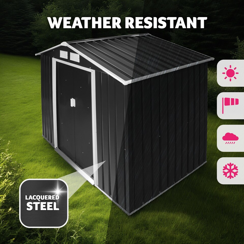 image 1 of Shed with Gable Roof - steel, foundation included, 214 x 130 x 185 cm | Grey | grey/white | 214 x 130 x 185 cm | 1