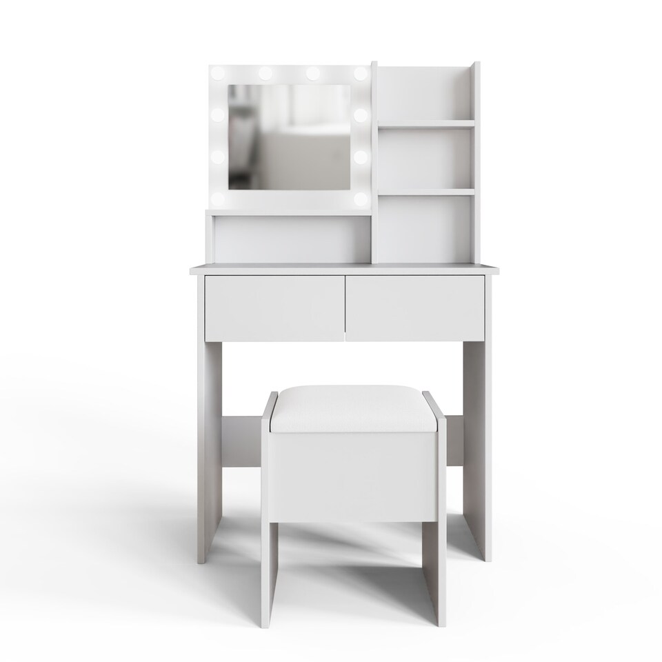 image 1 of Eva LED Dressing Table Set | White | White