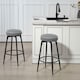 image 9 of HOMCOM 360 Degree Swivel Bar Stools Set of 2, Kitchen Counter Stools with Footrest, Faux Leather with Stitching, Modern Barstools for Breakfast Island, 69 cm Tall, Grey | Grey | Grey