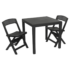 Plastic Anthracite Garden Table with Chair | Black | 3