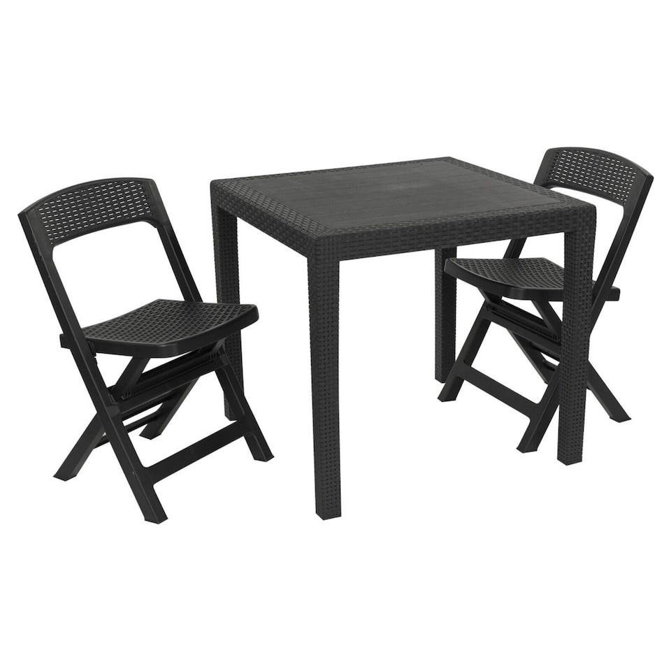 image 1 of Plastic Anthracite Garden Table with Chair | Black | 3