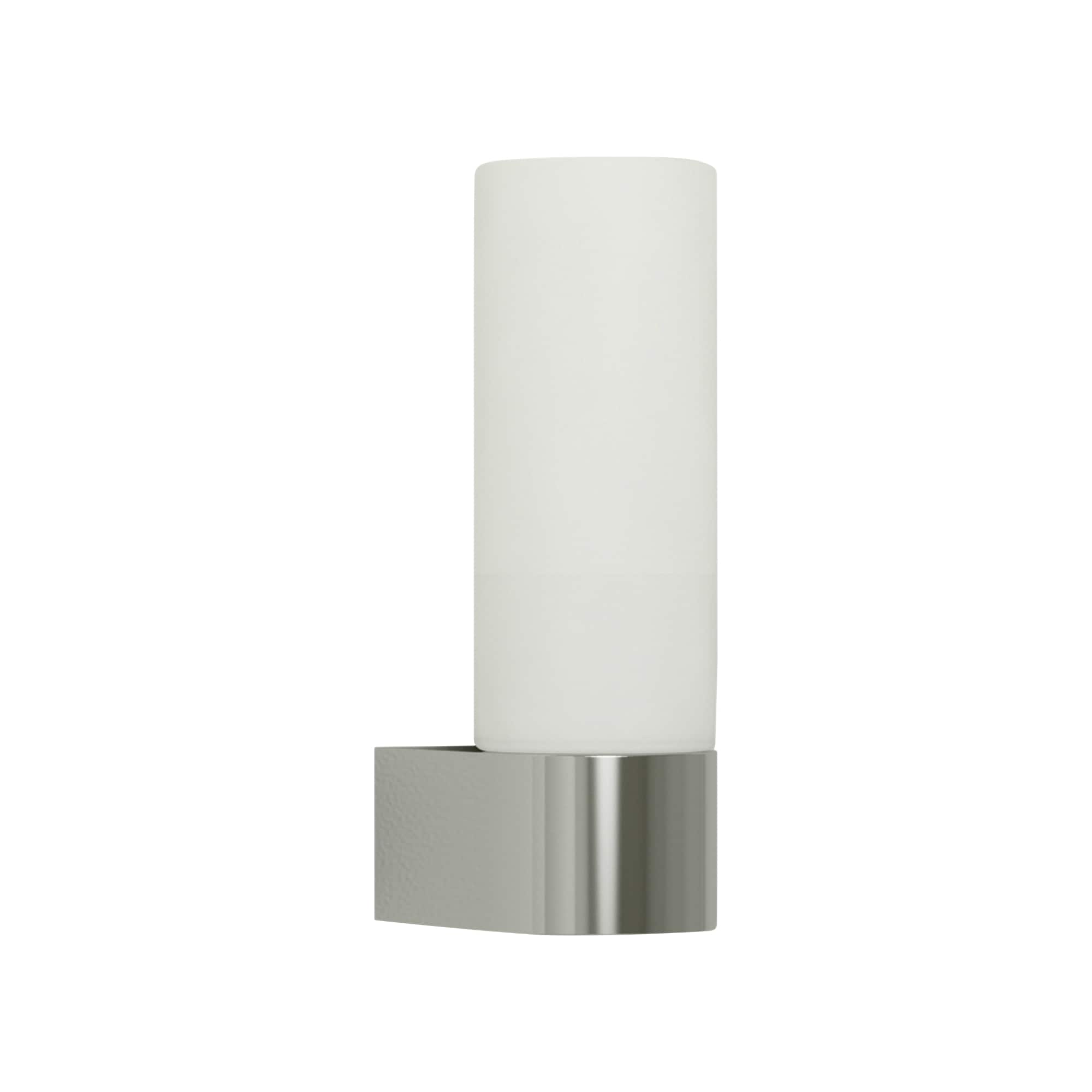 First Choice Lighting Koto - Chrome with Opal Glass Shade IP44 Bathroom Wall Light in Silver