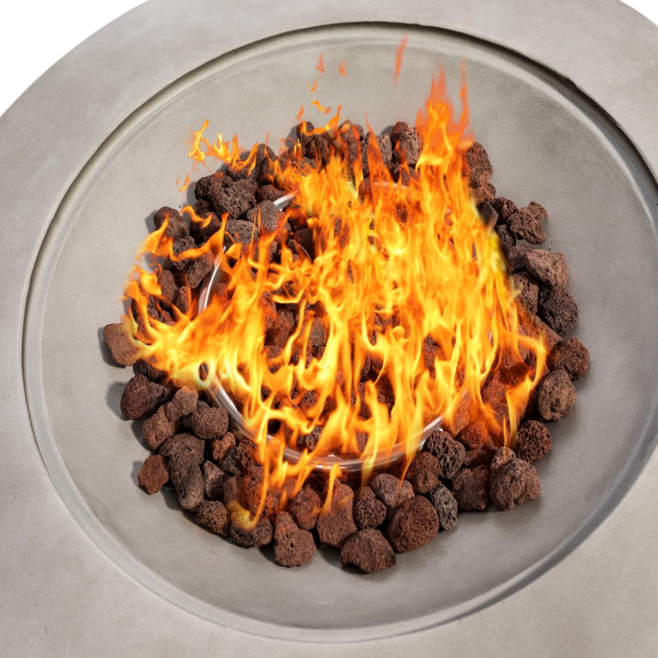 image 1 of MDA Designs TABITI Light Grey Gas Fire Pit for Garden & Patio Luxurious Eco-Stone Finish Outdoor Heater