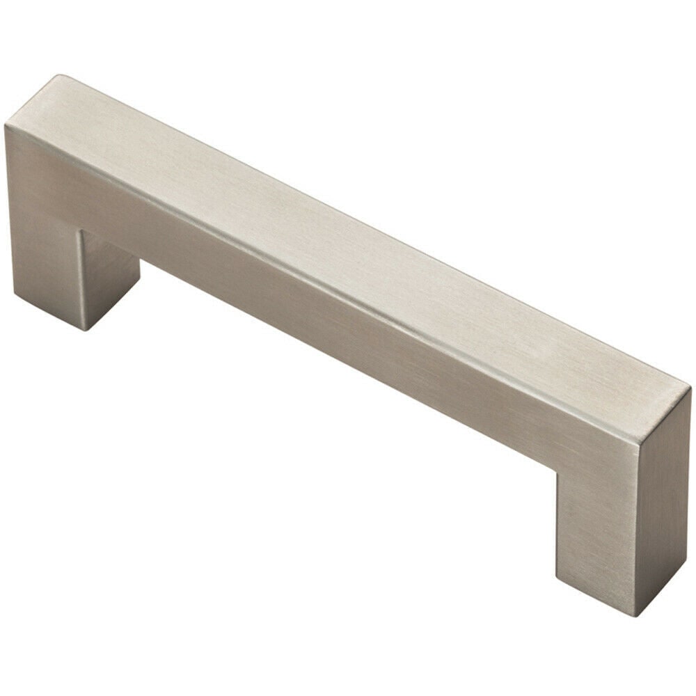 Loops Square Linear Block Pull Handle 110 x 14mm 96mm Fixing Centres Satin Steel in Metallics