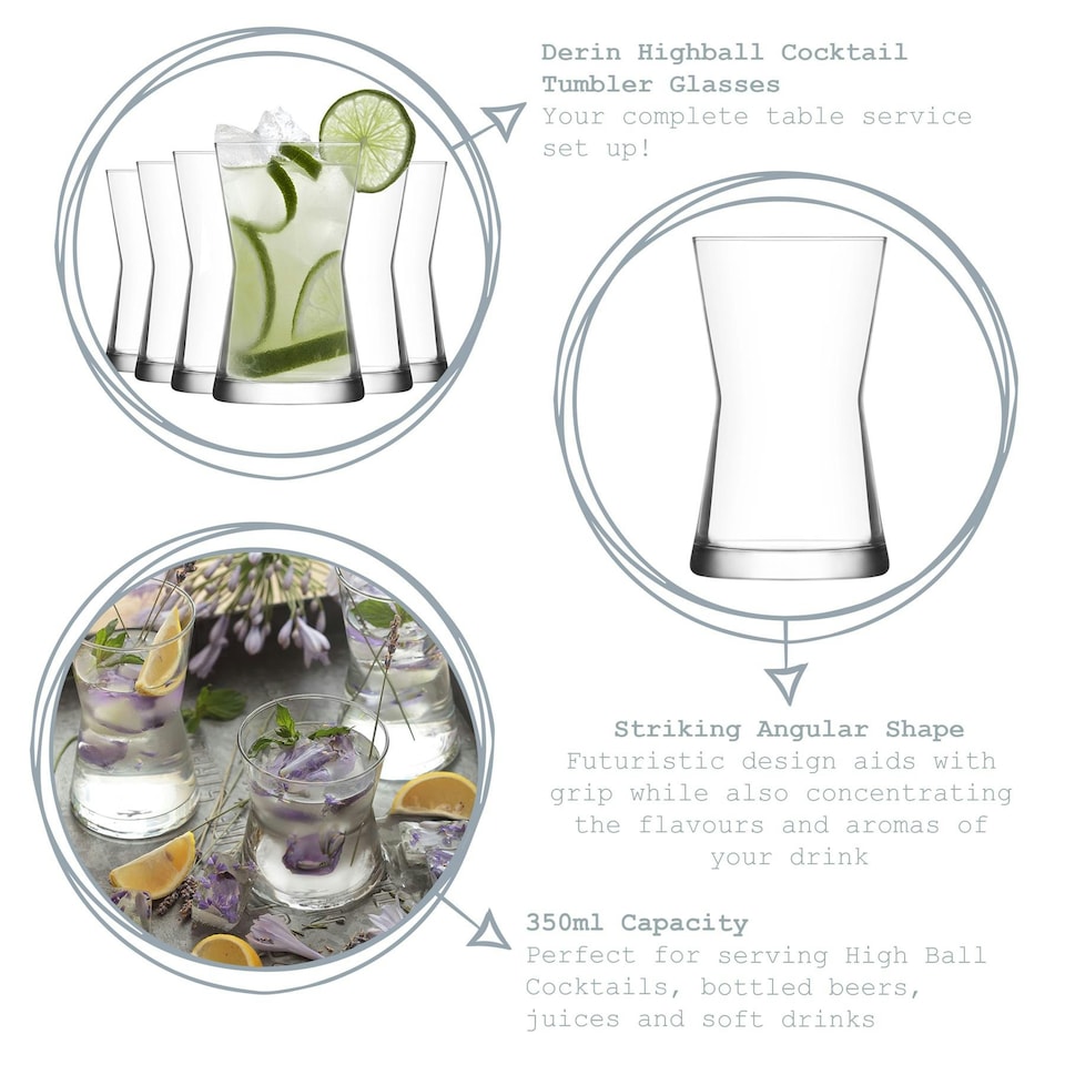 image 1 of LAV Derin Highball Glasses - 350ml - Clear - Pack of 6 Clear