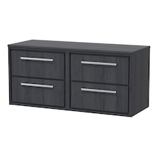 Balterley Longnor 4 Drawer Wall Hung Vanity Unit with Worktop, Woodgrain Graphite Grey, 1200mm
