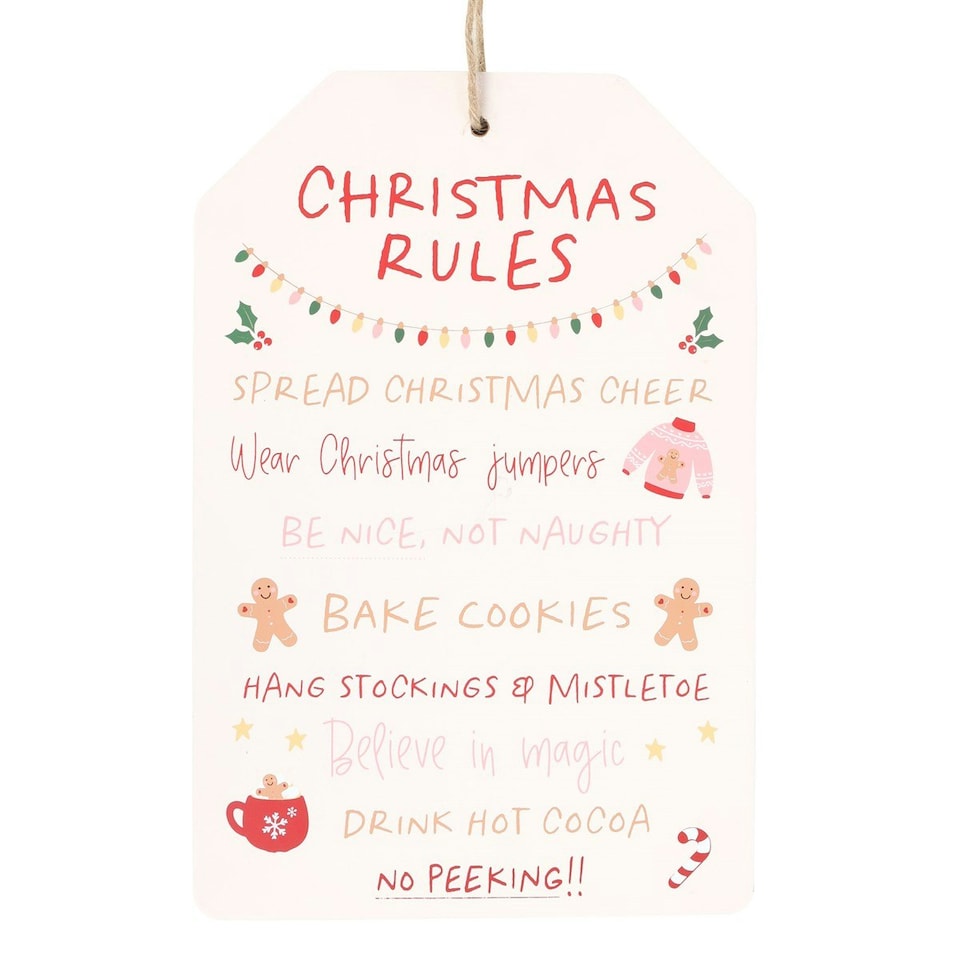 image 1 of Something Different Christmas Rules Hanging Sign - Multicoloured - One Size