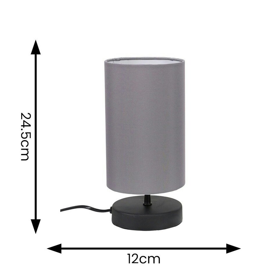 image 1 of ValueLights Francis Matte Black Touch Table Lamps Grey Shades Grey