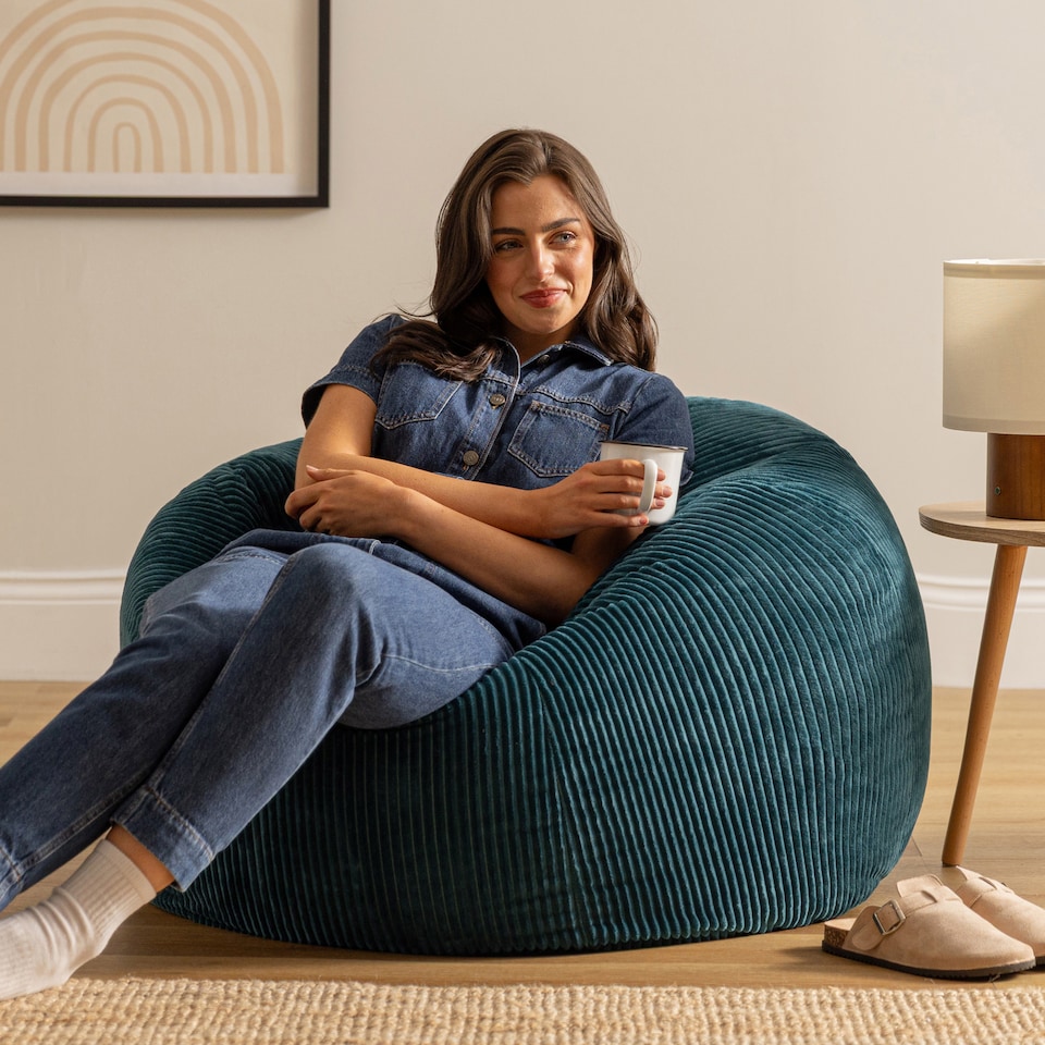 image 1 of Kingston Classic Beanbag Corduroy Teal Set of 2 | Green | Teal | 2