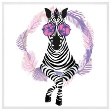 Pink zebra (Picture Frame) White | XS