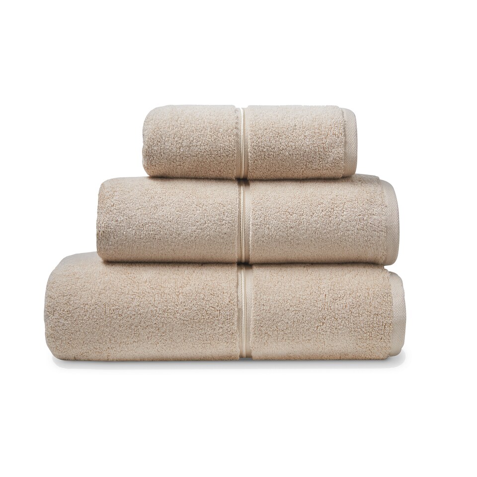 image 1 of Bianca Zero Twist Satin Stitch Cotton Bath Towel | Cream | Natural | Bath towel