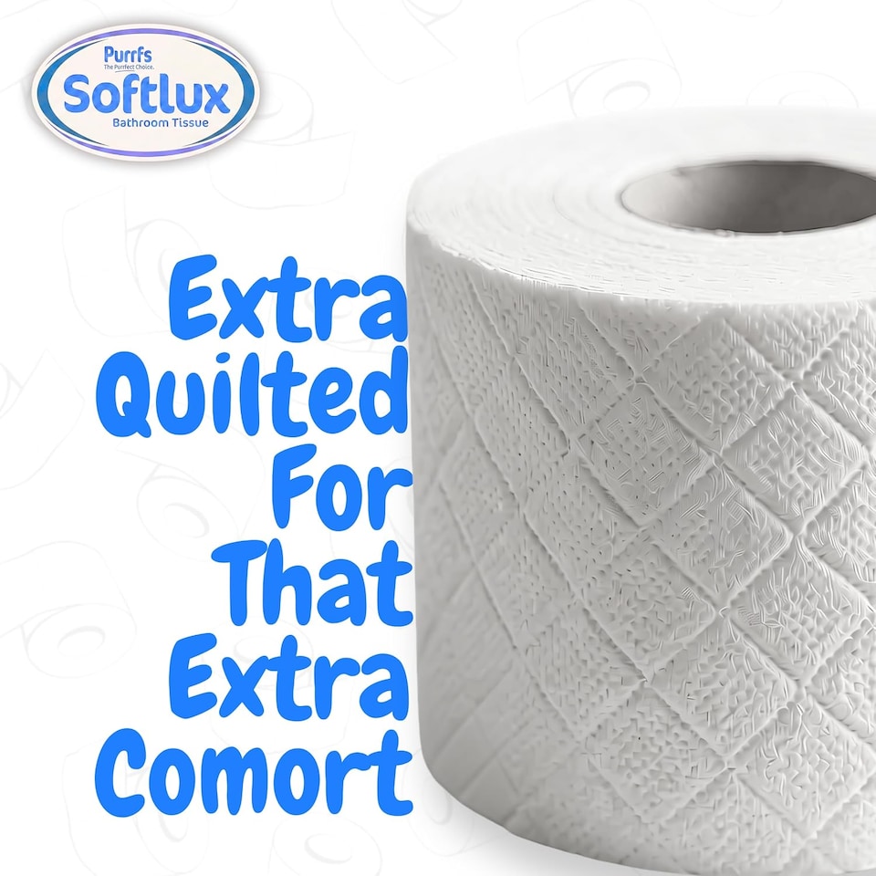 image 1 of Softlux Purrfs 3-Ply, Citrus Scented Quilted & Embossed Toilet Paper, Ultra Soft, Strong & Skin Kind, Premium Bathroom Tissue, 100% Virgin Pulp, Bulk Pack 45 Loo Rolls
