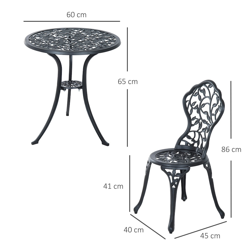 image 1 of Outsunny Aluminium Bistro Set Garden Coffee Table Chair Outdoor Dining
