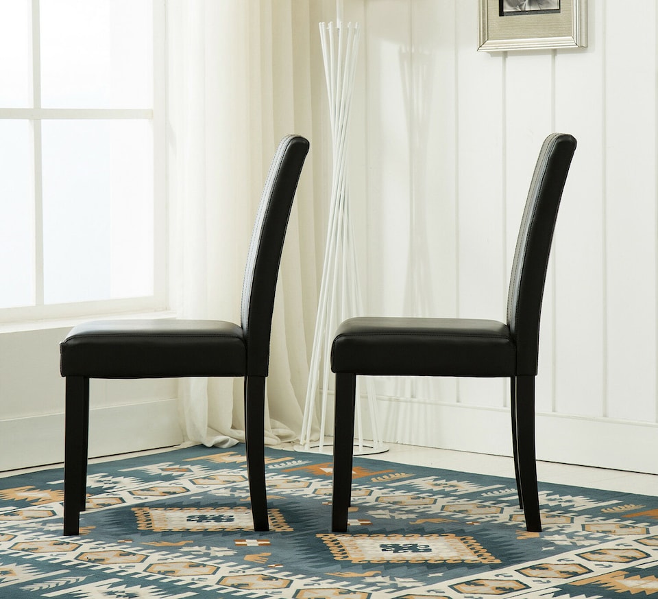 image 1 of Set of 2 Leather Dining Chairs Black by MCC