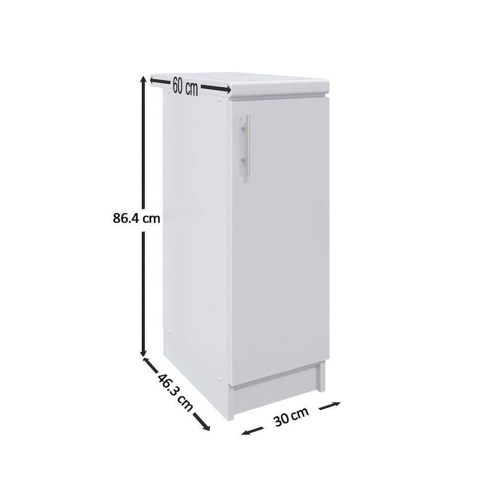 image 1 of JD Greta Kitchen Base Unit 300mm Storage Cabinet With Door Shelf 30cm Grey Matt with Worktop