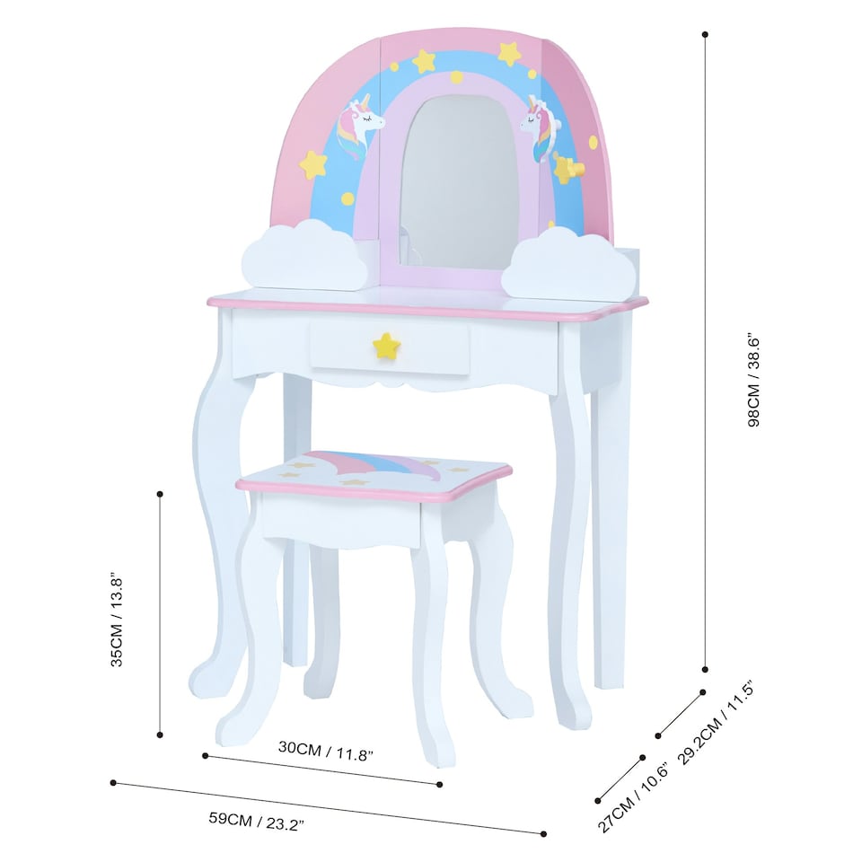 image 1 of Teamson Kids Little Dreamer Rainbow Medium Toy Vanity, Pink