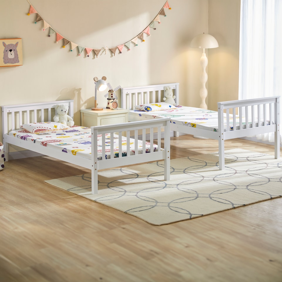 image 1 of Vida Designs Milan Bunk Bed, 3ft Single Bed, White, 90 x 190cm