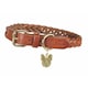 image 1 of Digby & Fox Plaid Leather Dog Collar - Tan - Large - Neckline: 17.5in-20in