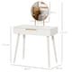 image 5 of HOMCOM Modern Dressing Table with Round Mirror, Makeup Vanity Table with 2 Drawers for Bedroom, Living Room, 80 x 40 x 123 cm, White