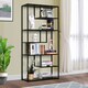 image 2 of HOMCOM 6 Tier Bookcase, Industrial Tall Shelf Unit with Steel Frame for Home Office, Study, Living Room, Hallway, 82 x 33.5 x 175 cm, Rustic Brown and Black