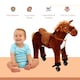 image 4 of HOMCOM Plush Walking Horse Ride On Toy with Wheels and Realistic Sounds Rocking Horse for Girls Boys 2 Plus Years Old, 50cm Tall, Brown