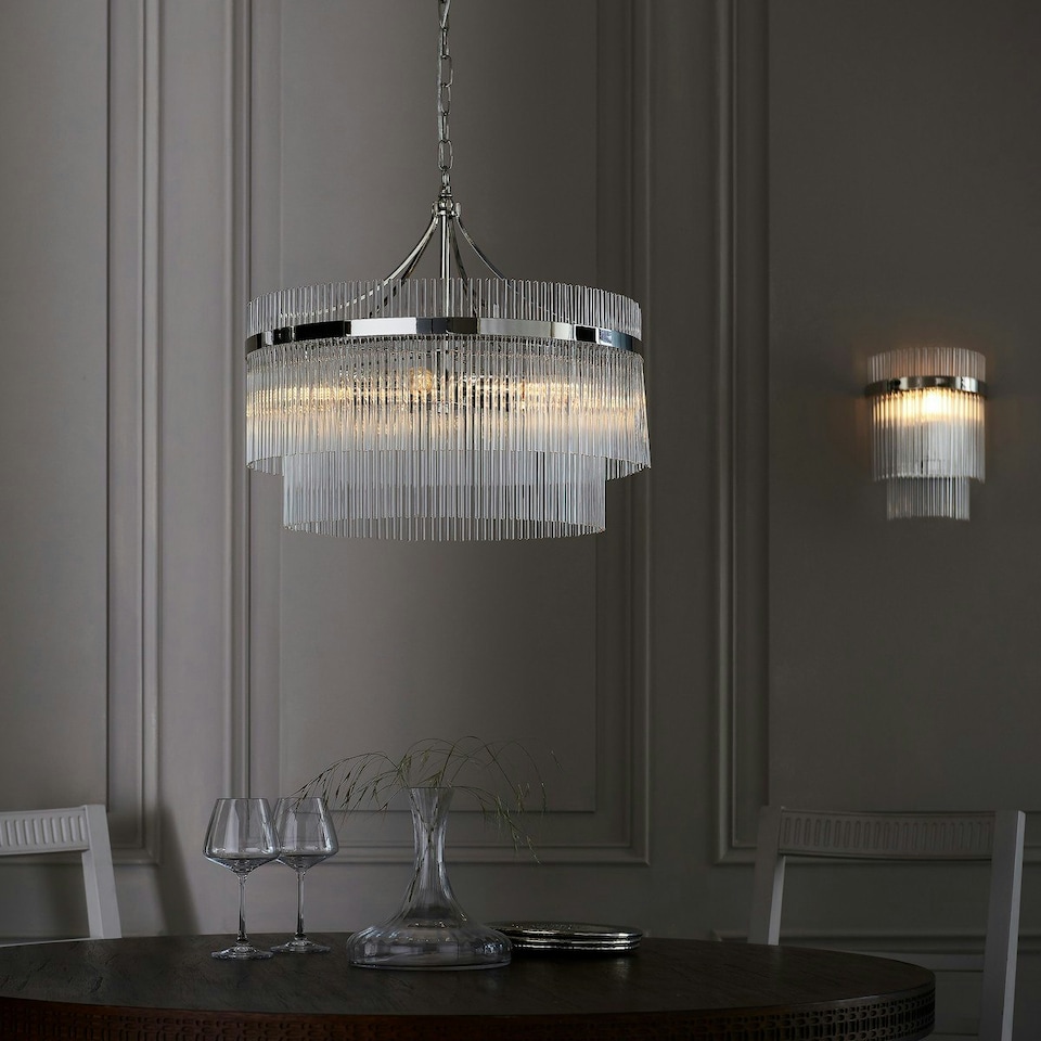 image 1 of Marietta 5 Light Multi Arm Lamp Ceiling Pendant Bright Nickel