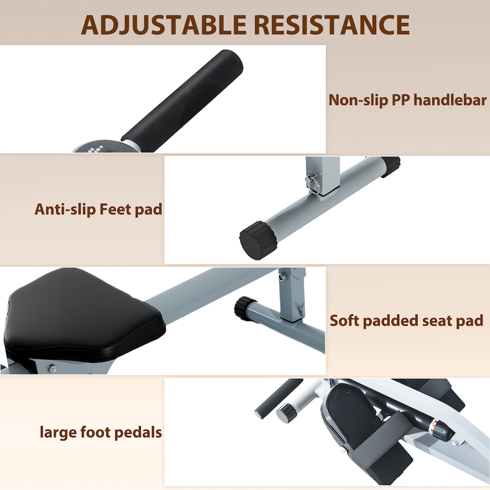 image 1 of HOMCOM 12 Level Fitness Rowing Machine Cardio Fitness Workout and Gym Training