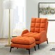image 2 of Living and Home Recliner Armchair and Ottoman Set with Metal Legs - Orange