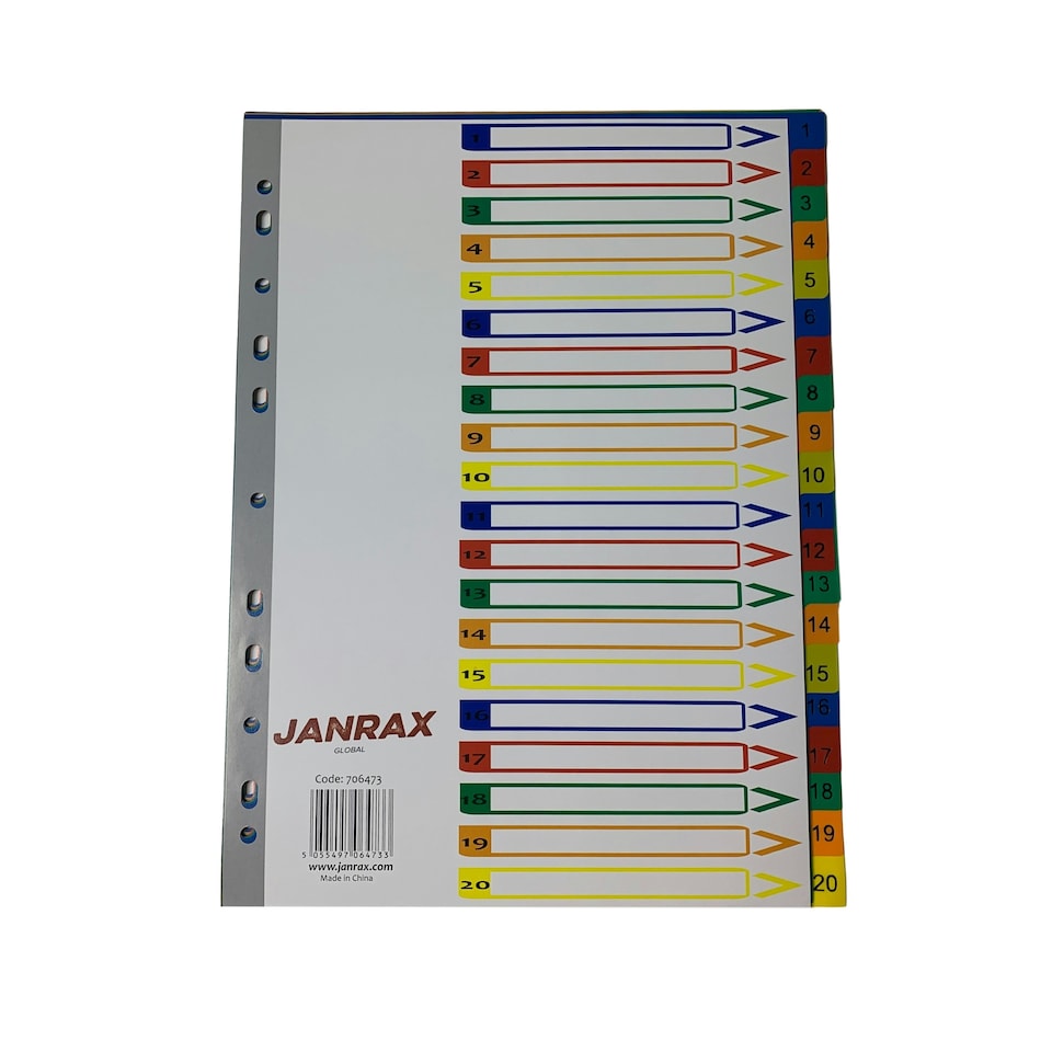 image 1 of A4 20 Part Polypropylene Dividers with Reinforced Index Cover