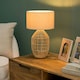 image 3 of ValueLights Hollins Painted Natural Table Lamp with Small Natural Drum Shade and LED Bulb