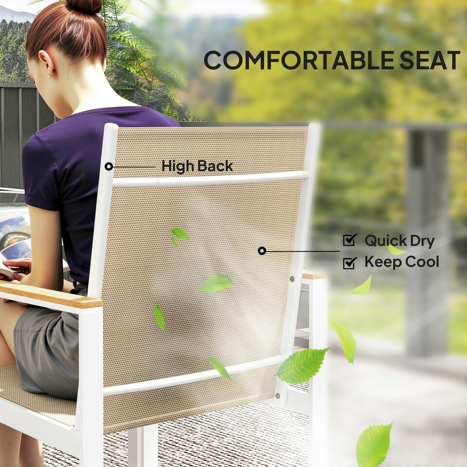 image 1 of Outsunny 6 Pieces Garden Furniture Set with Parasol, Folding Chairs