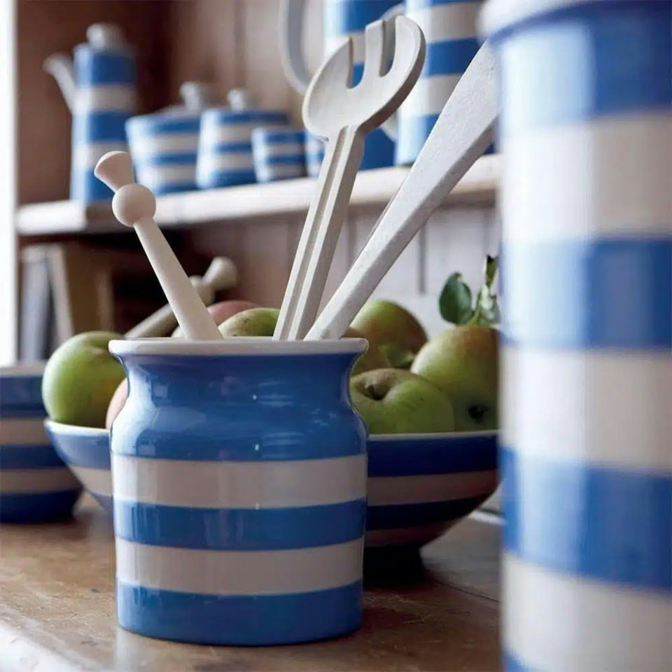image 1 of Utensil Jar: Utensil Jar Cornishware Blue White