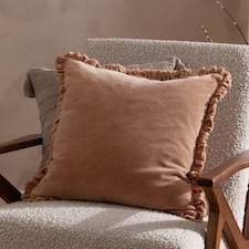 Yard Bertie Cotton Velvet Cushion | Brown | Cashew | 45 x 45cm | 1