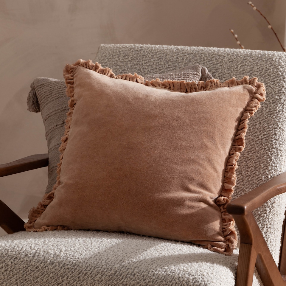 image 1 of Yard Bertie Cotton Velvet Cushion | Brown | Cashew | 45 x 45cm | 1