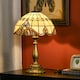 image 2 of HOMCOM Stained Glass Table Lamp, Handmade Antique Bedside Lamp, Decorative Night Light for Bedroom, Living room, Home, Nightstand