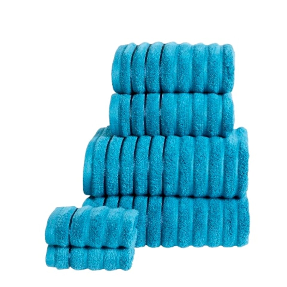 image 1 of Ribbed Pure Cotton Face Towels Super Soft and Absorbant | Blue | Face cloth | 1