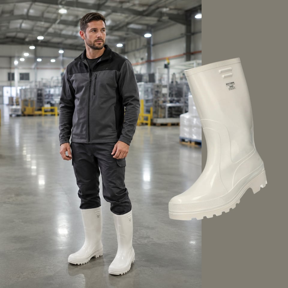 image 1 of Grand Z White Occupational PVC Wellies with OB, FO and SRC Properties, an Anatomical Form EU45