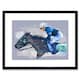image 1 of Racing Horse Jockey Race Sport Blue Painting 9x7" Black Framed Wall Art Print