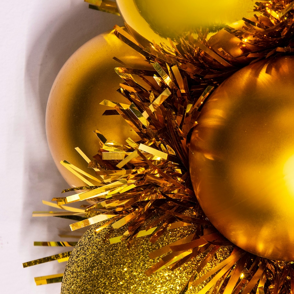 image 1 of Christmas Tree World 33cm Shatterproof Bauble Wreath - Gold