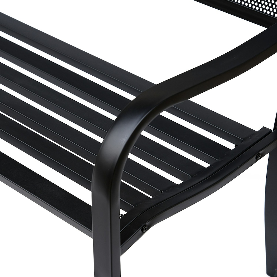 image 1 of Outsunny 2 Seater Metal Bench Patio Park Loveseat Garden Chair Outdoor Seating
