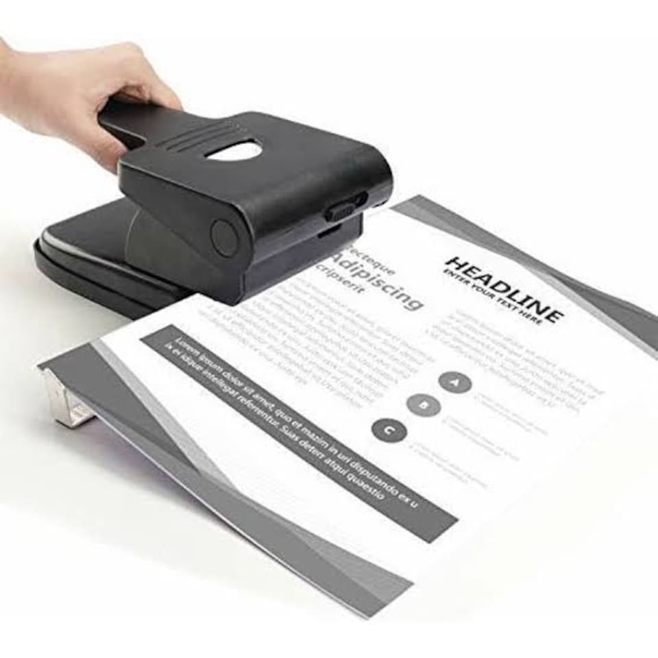 image 1 of 5 Star Heavy Duty 2 Hole Punch Metal with Plastic Base Capacity 65 Sheets Black 918583