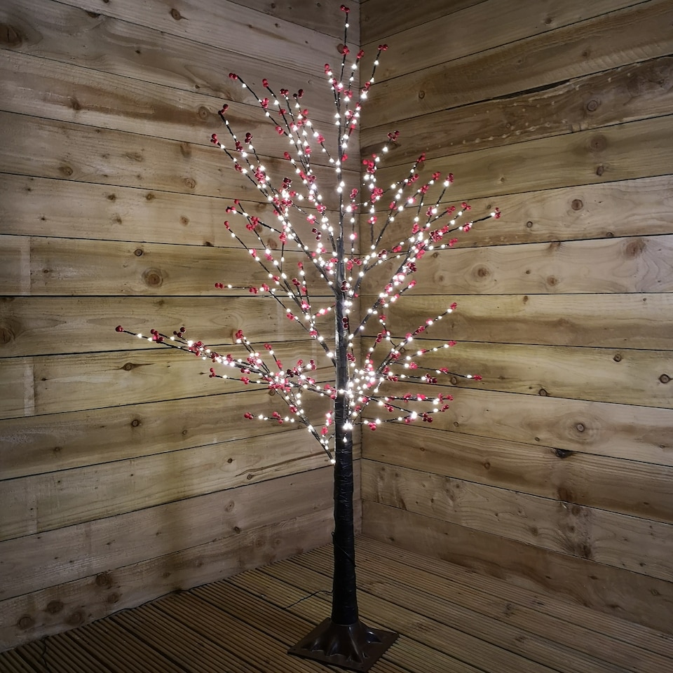 image 1 of 150cm 5ft Christmas Lit Black Twig Berry Tree 500 Warm White LED