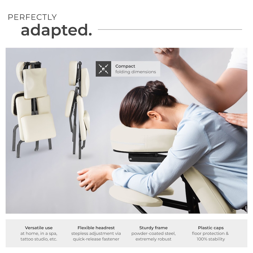 image 1 of Massage Chair - foldable, cushions for head, chest, arms and seat, with carry bag | Cream | beige | 1
