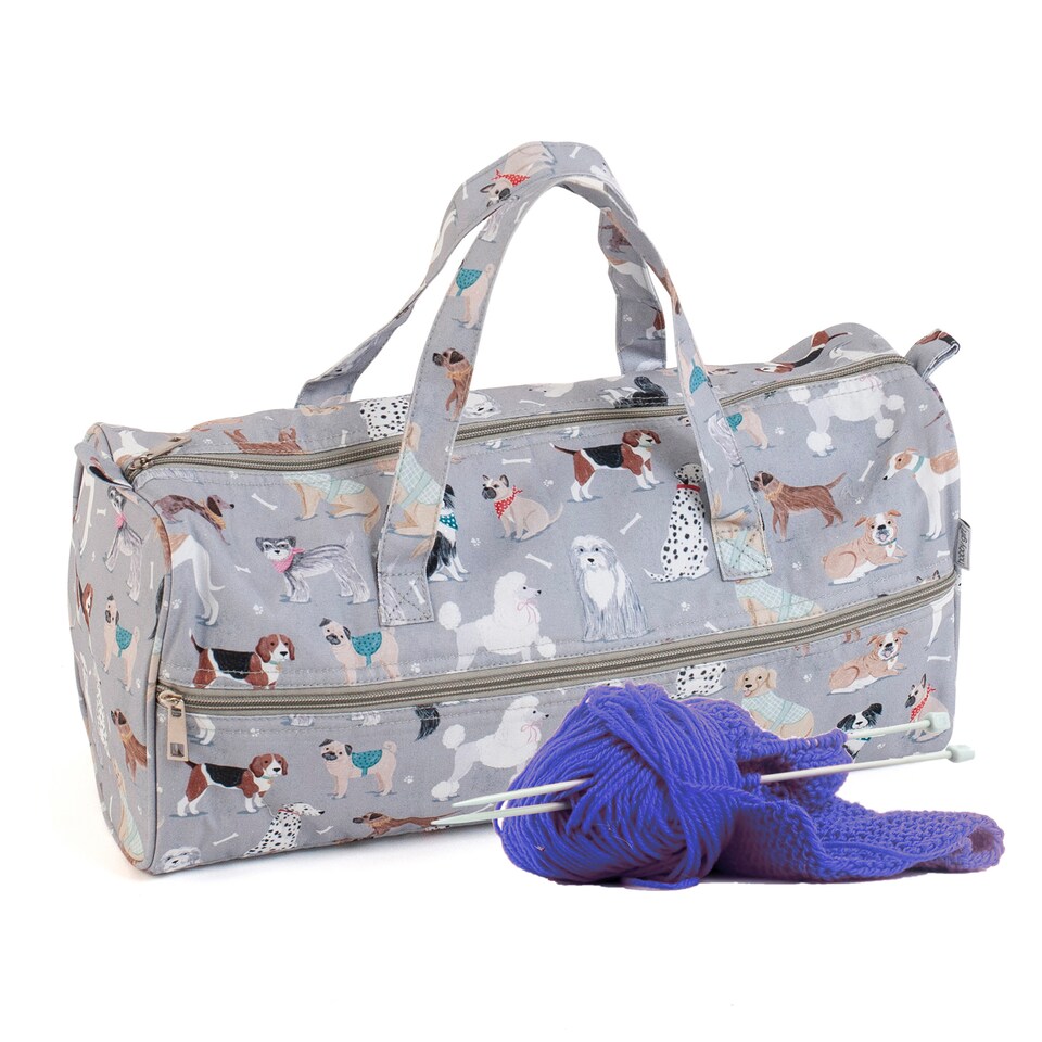 image 1 of Hobby Gift Knitting Storage Bag, Grey Dogs