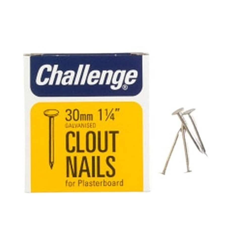 Challenge Galvanised Clout Nails - Silver - 30mm