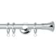 image 1 of 35mm Fixed Length Metal Curtain Pole Set Chrome Trumpet Finial 190cm | Silver | Silver