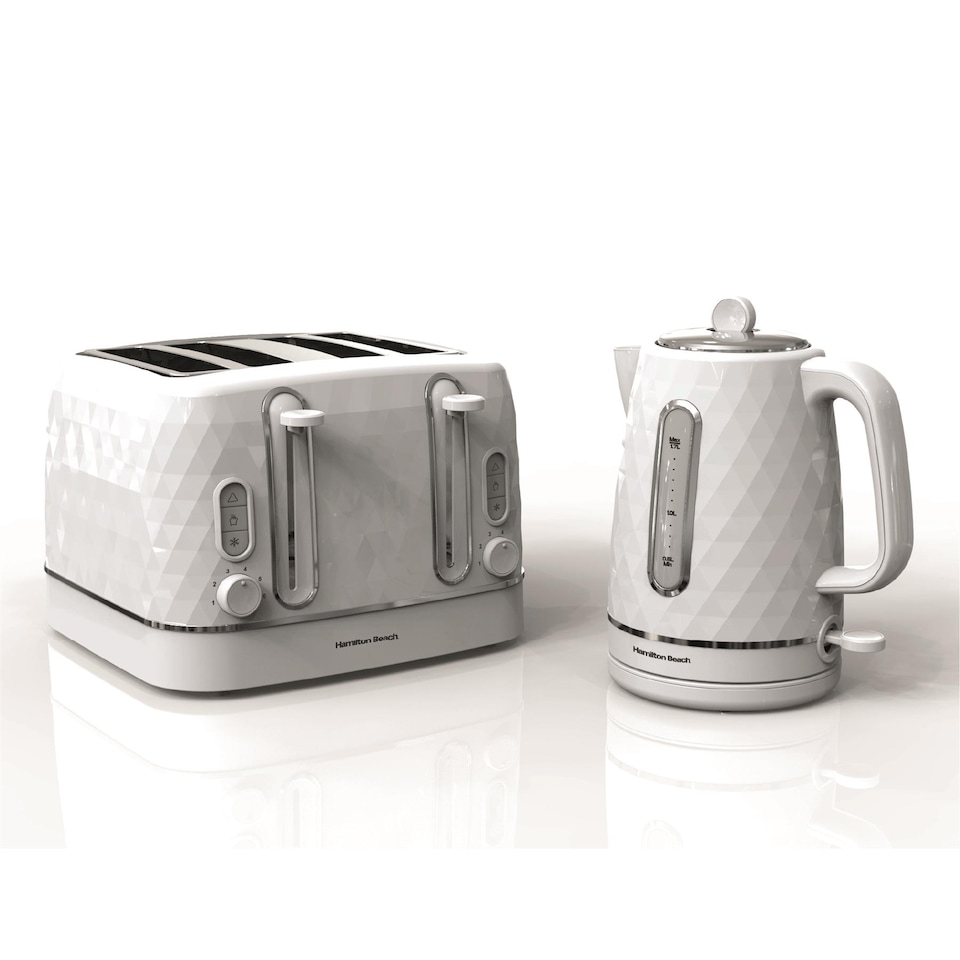 image 1 of Hamilton Beach Diamond Kettle & Toaster Set White