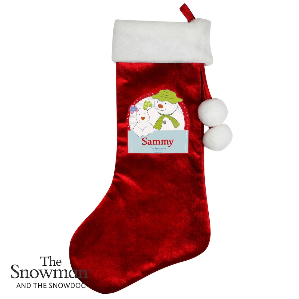 image 1 of Personalised The Snowman and the Snowdog Luxury Red Stocking