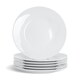image 1 of Glim Glam Dessert Plates Set 7.5” Porcelain White 6pc Set Rim White