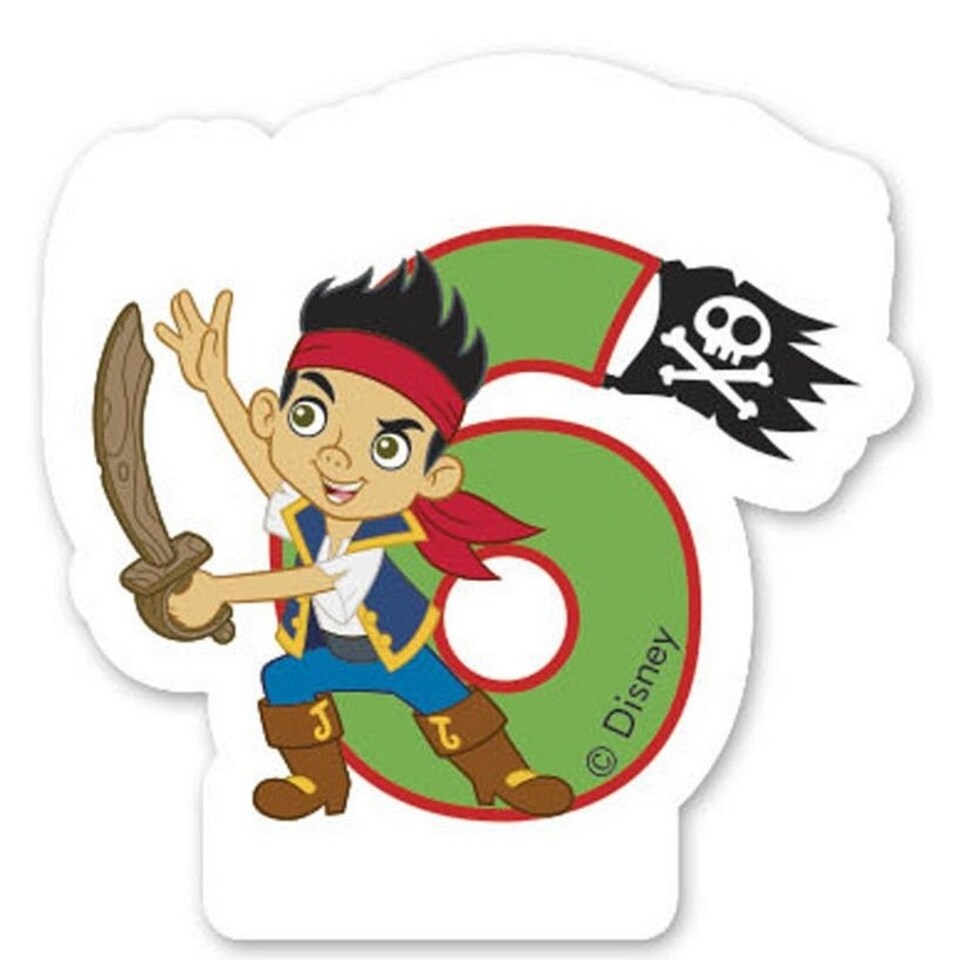Jake And The Never Land Pirates Yo Ho 6th Birthday Candle - White/Multicoloured - One Size